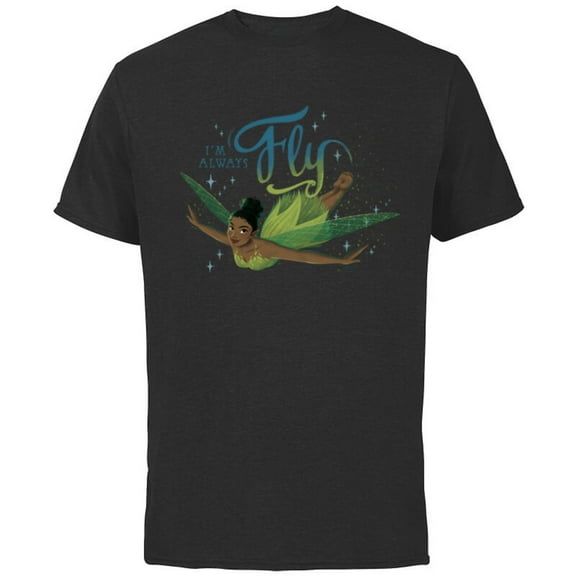 Disney Peter Pan & Wendy Tinker Bell I’m Always Fly Disney+ - Short Sleeve Cotton T-Shirt for Adults - Customized-Black