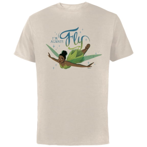 Disney Peter Pan & Wendy Tinker Bell I’m Always Fly Disney+ - Short Sleeve Cotton T-Shirt for Adults - Customized-Natural