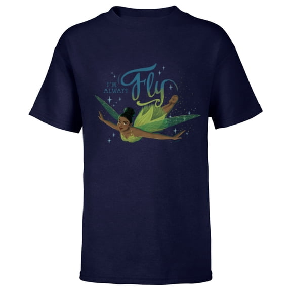 Disney Peter Pan & Wendy Tinker Bell I’m Always Fly Disney+ - Short Sleeve T-Shirt for Kids - Customized-Navy