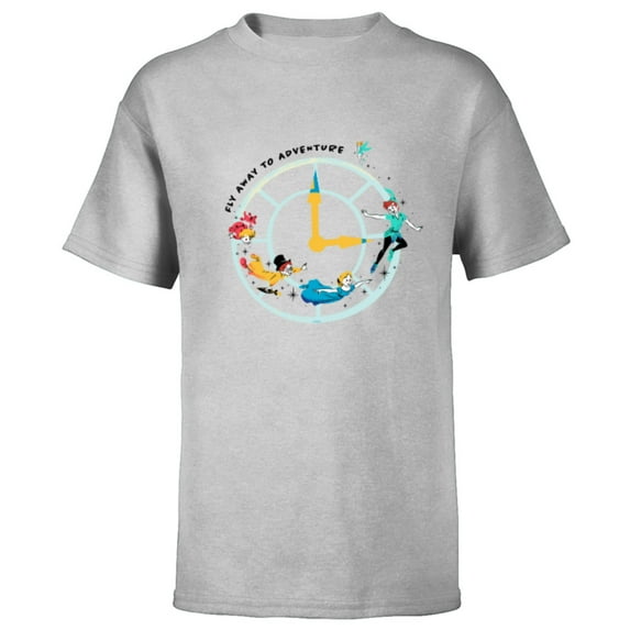 Disney Peter Pan and Darling Children Fly Away To Adventure - Short Sleeve T-Shirt for Kids - Customized-Athletic Heather