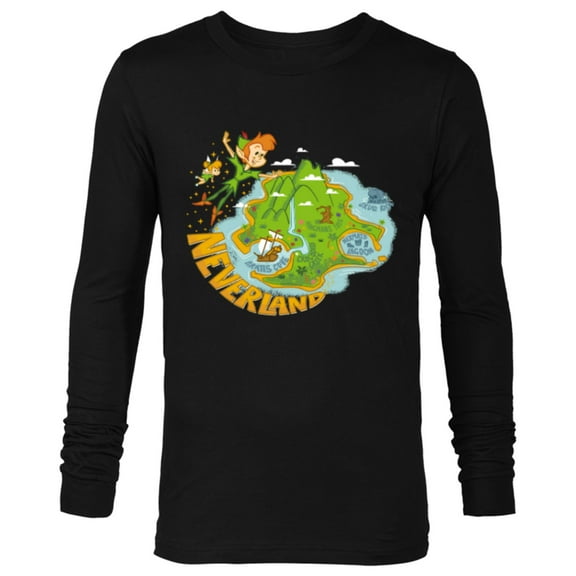 Disney Peter Pan and Tinker Bell Never Land Map - Long Sleeve T-Shirt for Men - Customized-Black