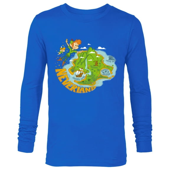Disney Peter Pan and Tinker Bell Never Land Map - Long Sleeve T-Shirt for Men - Customized-Navy