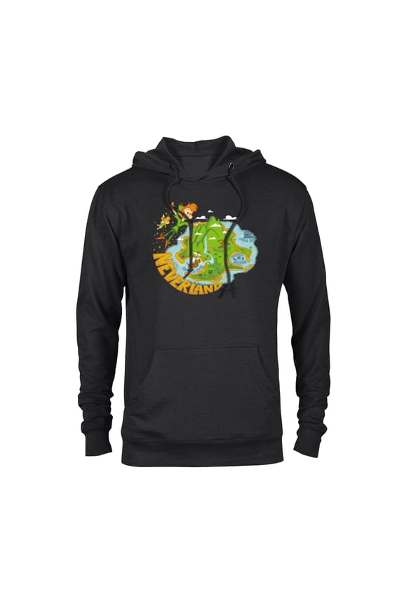 Peter Pan and Tinker Bell Never Land Map - Pullover Hoodie for Adults - Customized-Black