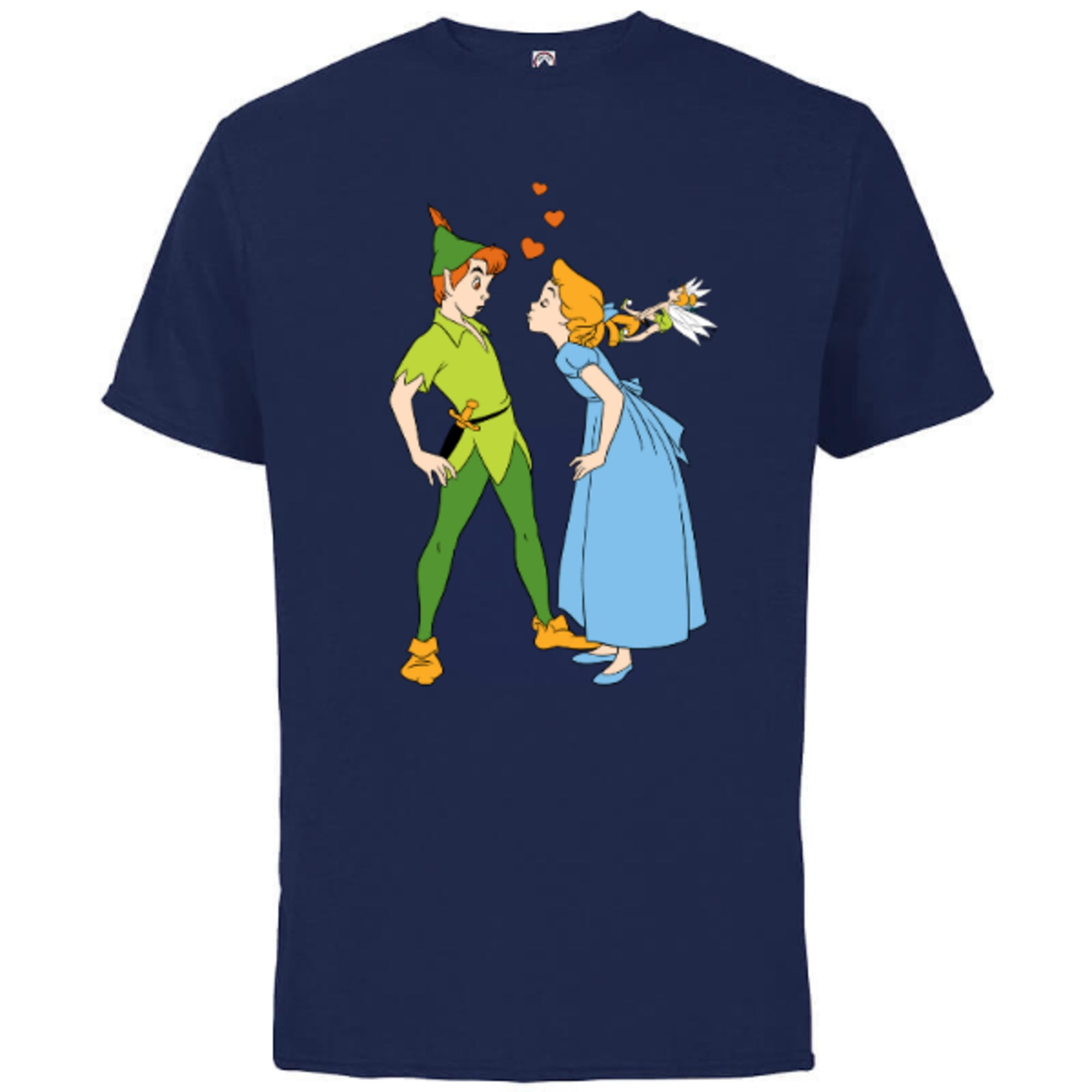 Disney Peter Pan and Wendy Darling Kiss Valentine\'s Day - Short Sleeve  Cotton T-Shirt for Adults - Customized-Soft Pink