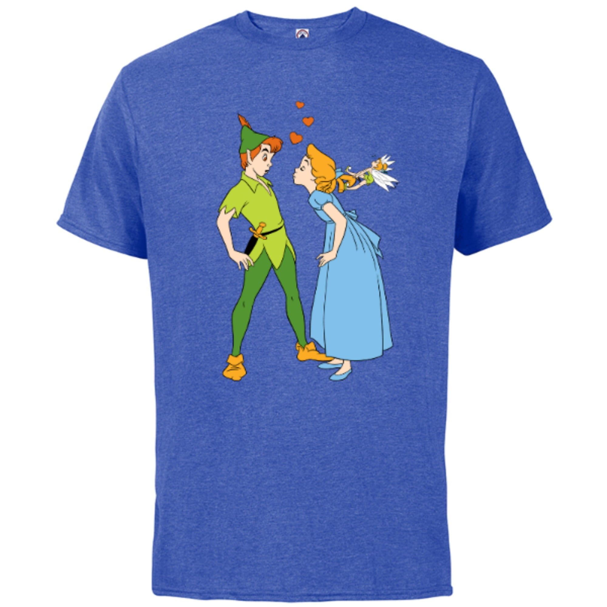 Disney Peter Pan and Wendy Darling Kiss Valentine\'s Day - Short Sleeve  Cotton T-Shirt for Adults - Customized-Royal Heather