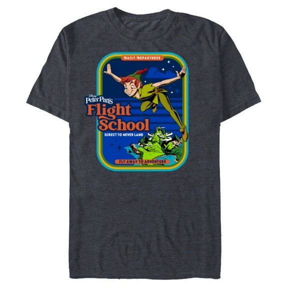 Disney Peter Pan's Flight School Direct to Never Land - Short Sleeve Blended T-Shirt for Adults - Customized-Navy Heather
