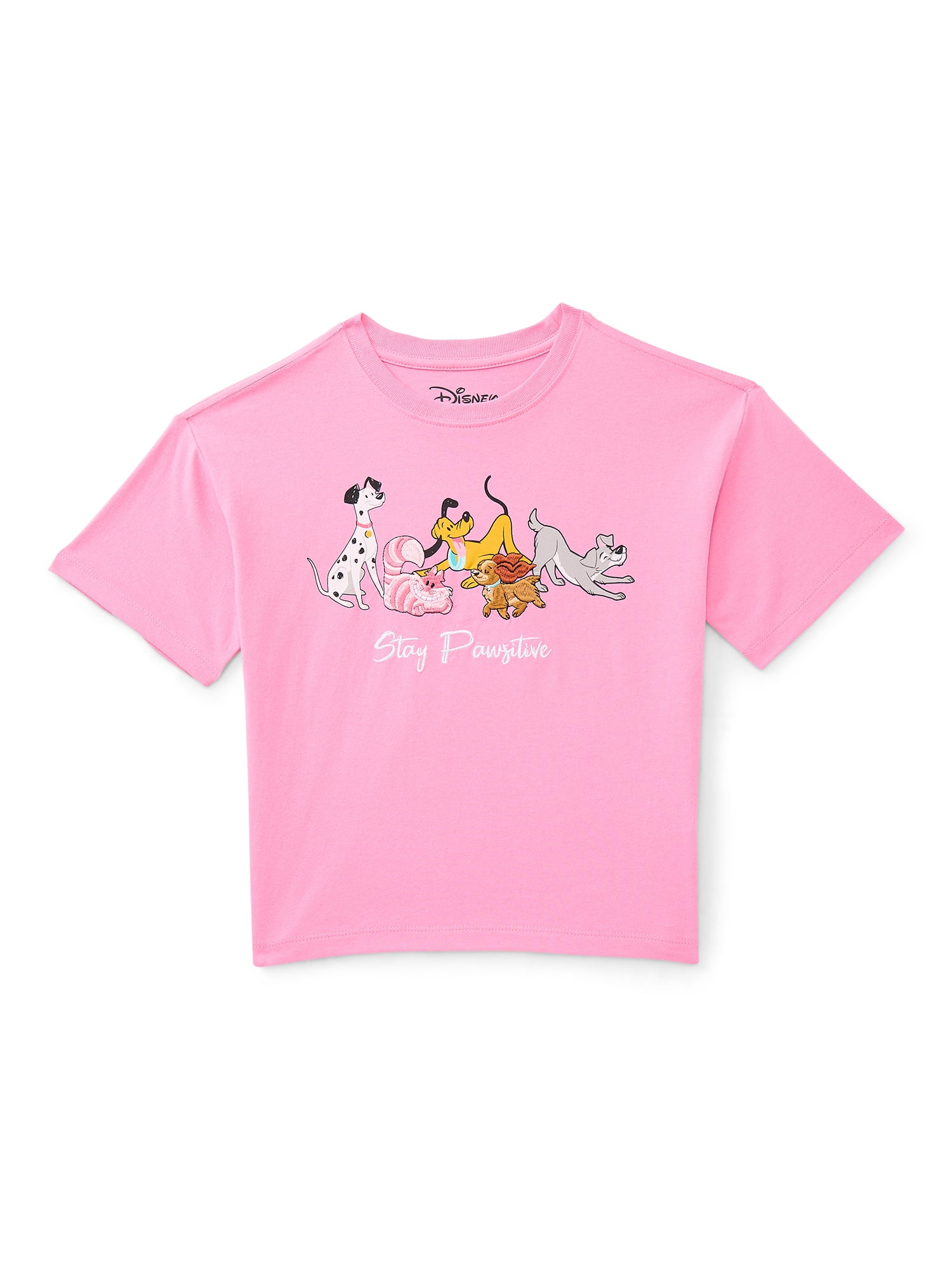 Disney Pets Girls Embroidered Graphic Tee with Short Sleeves, Sizes 4-16