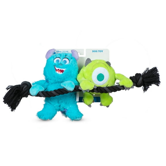 DISNEY PIXAR: Monsters, Inc. Sulley & Mike Hanging Plush Rope Squeaker Pet Toy