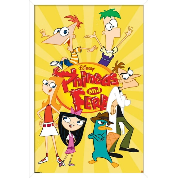Disney Phineas and Ferb - Group Wall Poster, 22.375" x 34" Framed