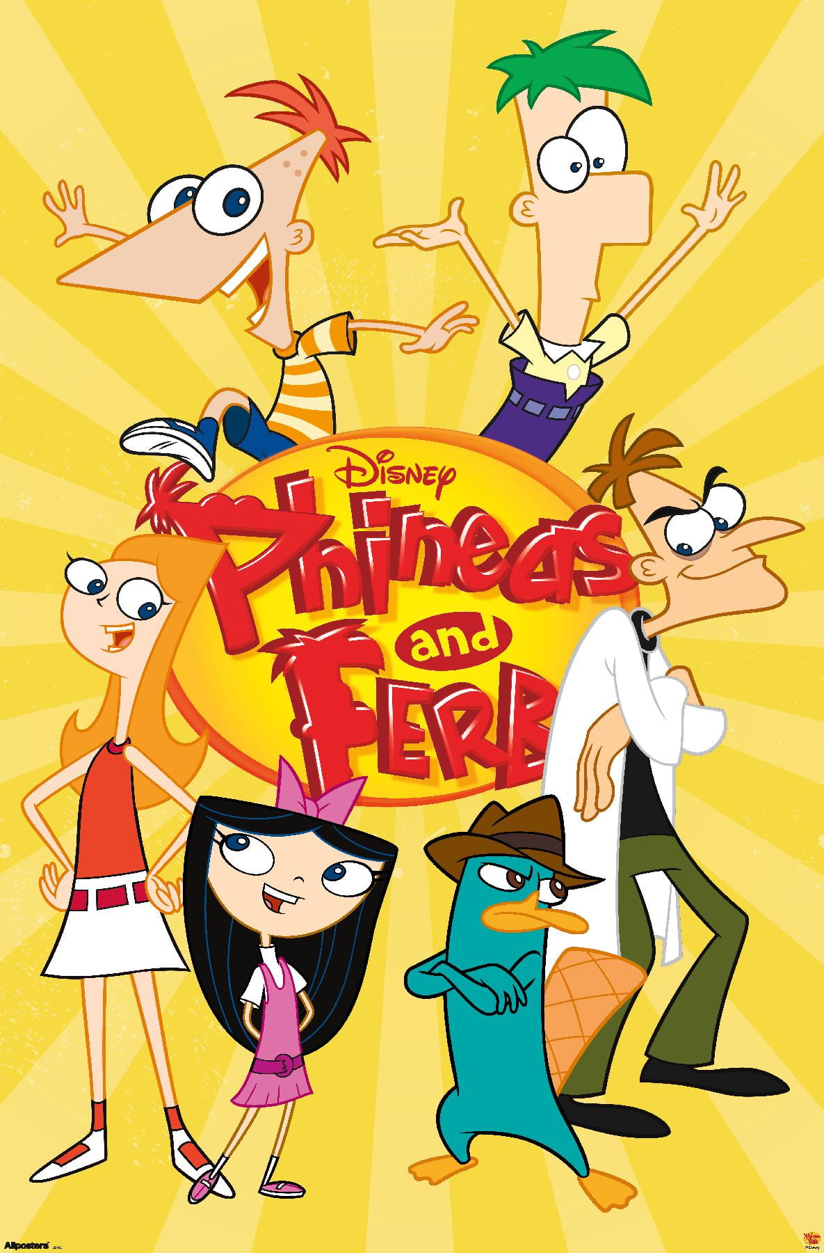 Disney Phineas and Ferb - Group Wall Poster with Pushpins, 22.375