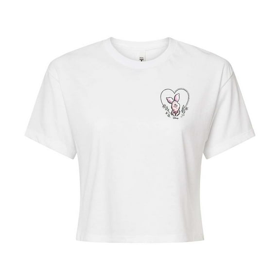 Disney - Piglet Heart - Juniors Cropped Cotton Blend T-Shirt