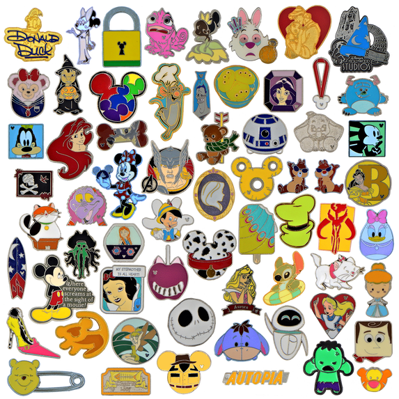Disney Pin Trading 60 Assorted Pin Lot