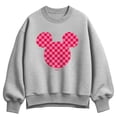 thumbnail image 1 of Disney - Pink Checkerboard Mickey Ears Women's Oversized Fleece Crew Sweatshirt, 1 of 4