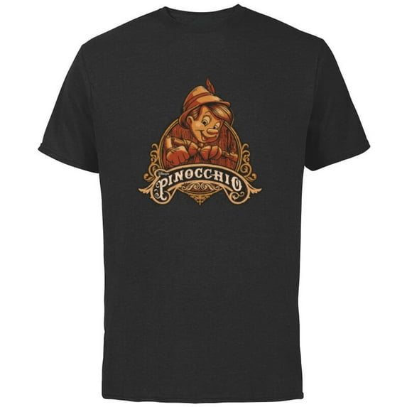 Disney Pinocchio Character Poster - Short Sleeve Cotton T-Shirt for Adults - Customized-Black