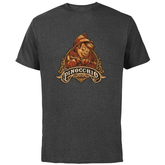 Disney Pinocchio Character Poster - Short Sleeve Cotton T-Shirt for Adults - Customized-Charcoal