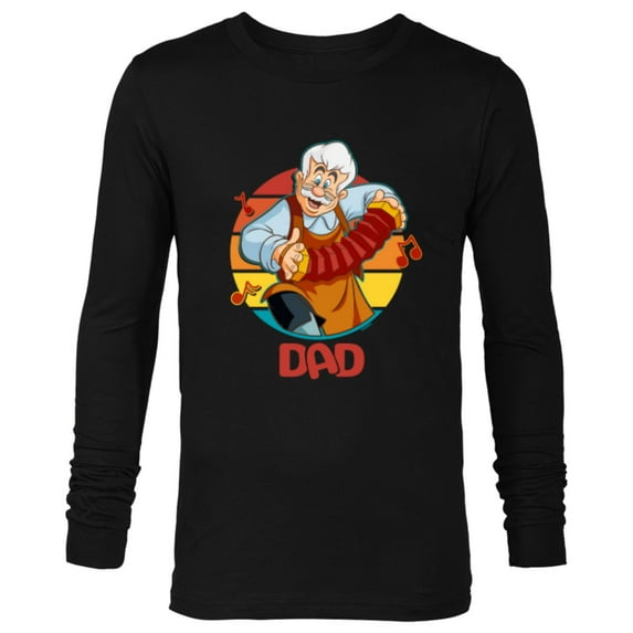 Disney Pinocchio Geppetto Dad Accordion Father’s Day - Long Sleeve T-Shirt for Men - Customized-Black