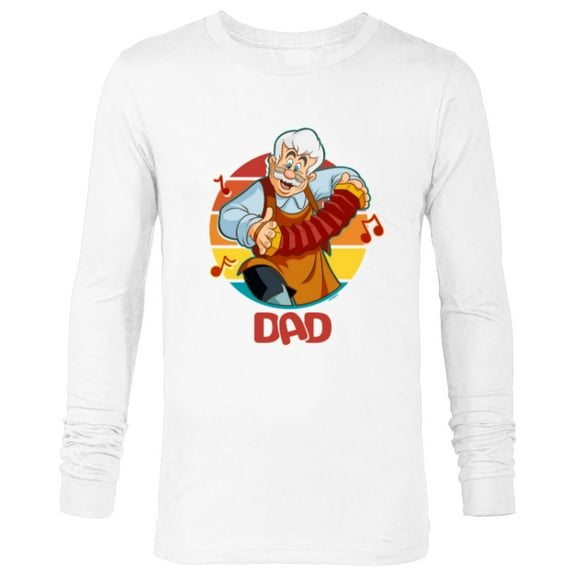 Disney Pinocchio Geppetto Dad Accordion Father’s Day - Long Sleeve T-Shirt for Men - Customized-White