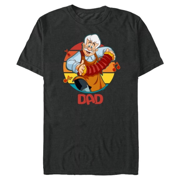 Disney Pinocchio Geppetto Dad Accordion Father’s Day - Short Sleeve Blended T-Shirt for Adults - Customized-Dark Heather