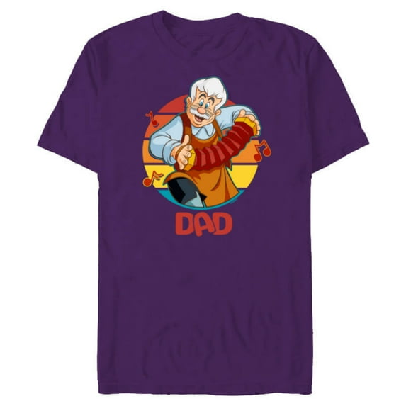 Disney Pinocchio Geppetto Dad Accordion Father’s Day - Short Sleeve Blended T-Shirt for Adults - Customized-Purple