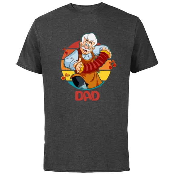 Disney Pinocchio Geppetto Dad Accordion Father’s Day - Short Sleeve Cotton T-Shirt for Adults - Customized-Charcoal