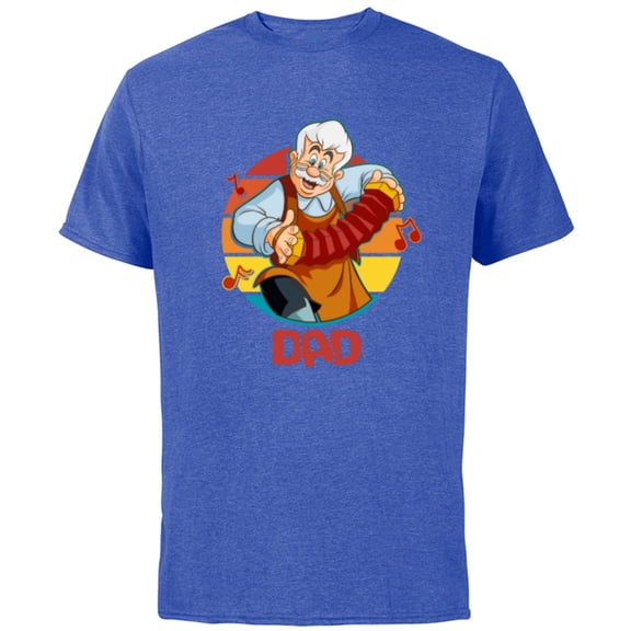 Disney Pinocchio Geppetto Dad Accordion Father’s Day - Short Sleeve Cotton T-Shirt for Adults - Customized-Royal Heather