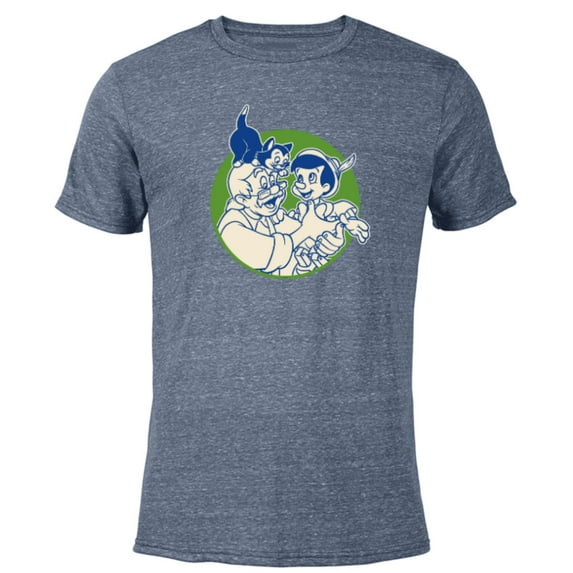 Disney Pinocchio Geppetto and Figaro - Short Sleeve Blended T-Shirt for Adults - Customized-Navy Heather