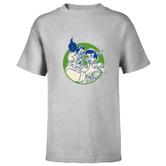 Disney Pinocchio Geppetto and Figaro - Short Sleeve T-Shirt for Kids - Customized-Athletic Heather