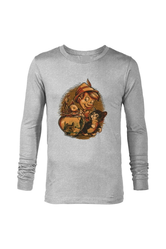 Pinocchio, Jiminy Cricket, Figaro and Cleo - Long Sleeve T-Shirt for Men - Customized-Athletic Heather