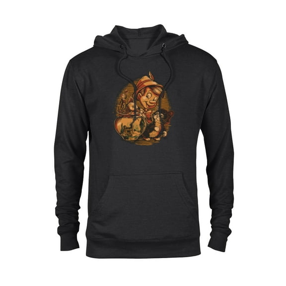 Disney Pinocchio, Jiminy Cricket, Figaro and Cleo - Pullover Hoodie for Adults - Customized-Black