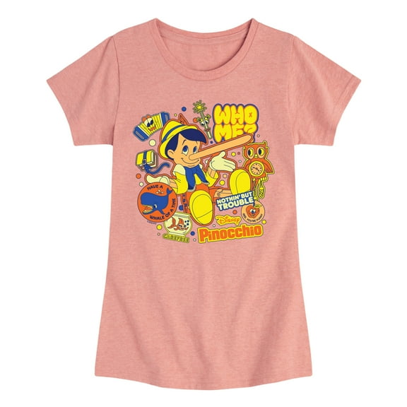 Disney - Pinocchio - Pinocchio Stickers - Girls Youth Fitted Short Sleeve Graphic T-Shirt