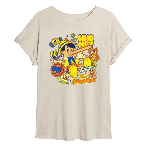 Disney - Pinocchio - Pinocchio Stickers - Oversized Graphic T-Shirt