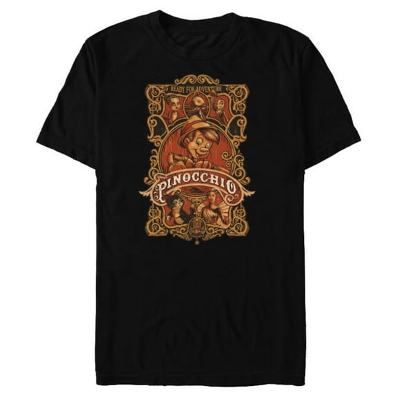 Disney Pinocchio Ready For An Adventure - Short Sleeve Blended T-Shirt for Adults - Customized-Black