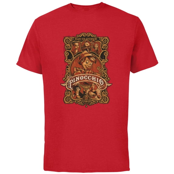 Disney Pinocchio Ready For An Adventure - Short Sleeve Cotton T-Shirt for Adults - Customized-Red