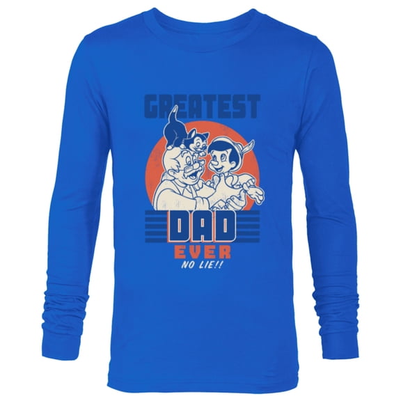 Disney Pinocchio and Geppetto Greatest Dad Ever No Lie - Long Sleeve T-Shirt for Men - Customized-Navy