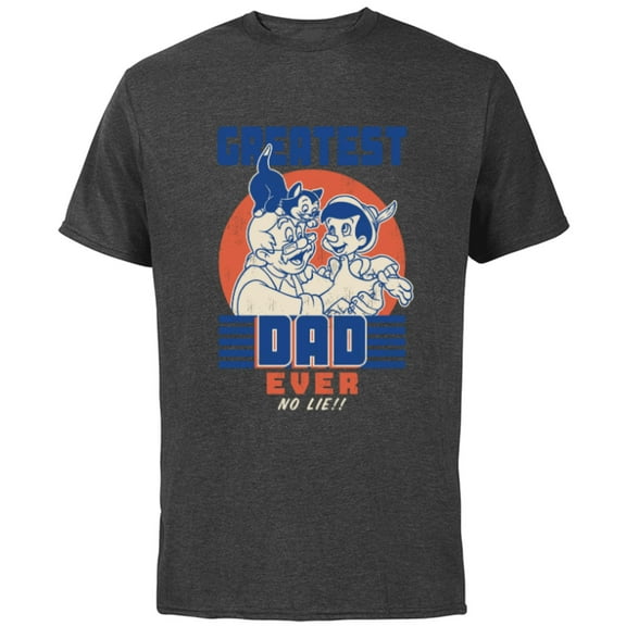 Disney Pinocchio and Geppetto Greatest Dad Ever No Lie - Short Sleeve Cotton T-Shirt for Adults - Customized-Charcoal