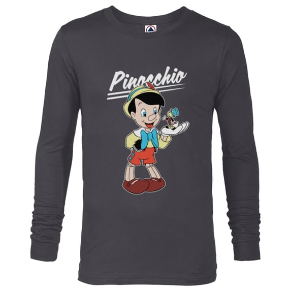 Disney Pinocchio and Jiminy Cricket - Long Sleeve T-Shirt for Men - Customized-Charcoal Heather