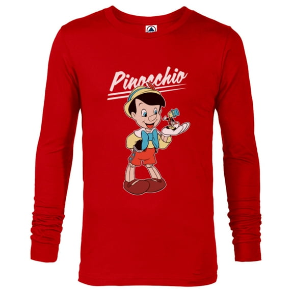 Disney Pinocchio and Jiminy Cricket - Long Sleeve T-Shirt for Men - Customized-New Red