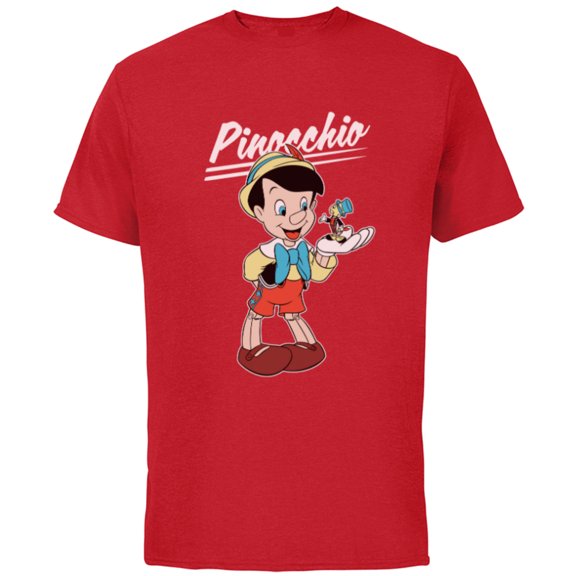 Disney Pinocchio and Jiminy Cricket - Short Sleeve Cotton T-Shirt for Adults - Customized-Red