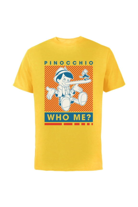 Pinocchio and Jiminy Cricket Who Me? - Short Sleeve Cotton T-Shirt for Adults - Customized-Yellow