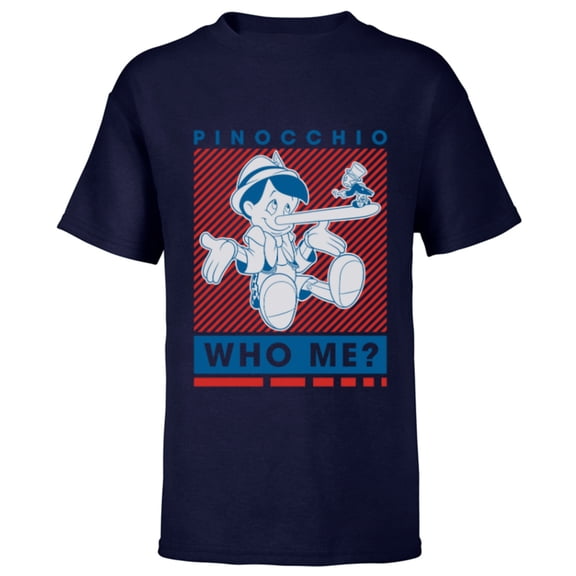 Disney Pinocchio and Jiminy Cricket Who Me? - Short Sleeve T-Shirt for Kids - Customized-Navy