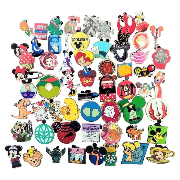 Disney Pin Trading Lot, 100 Assorted Authentic Lapel Pins, No