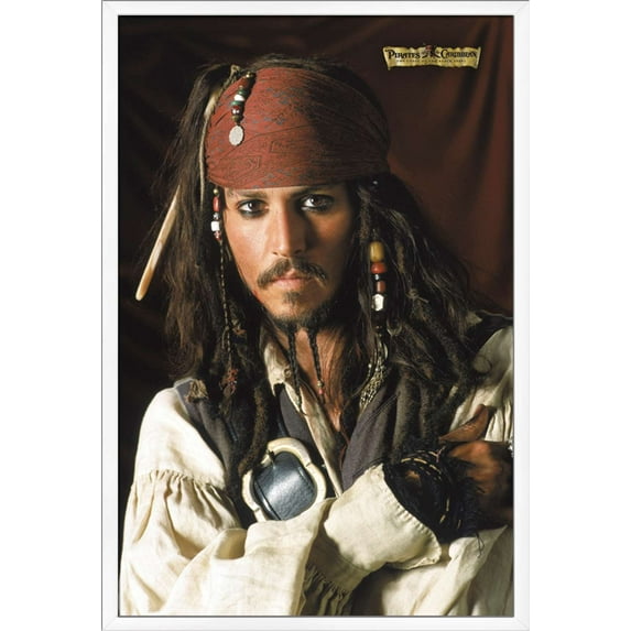 Disney Pirates: Black Pearl - Johnny Depp Portrait Wall Poster, 22.375" x 34", Framed