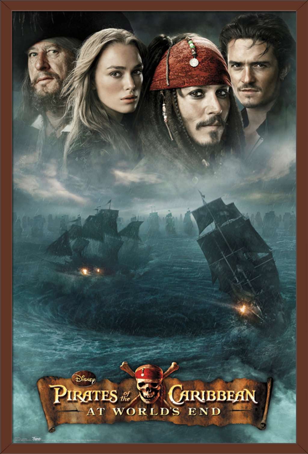 Disney Pirates of the Caribbean: At World's End - DVD One Sheet Wall Poster, 22.375" x 34", Framed