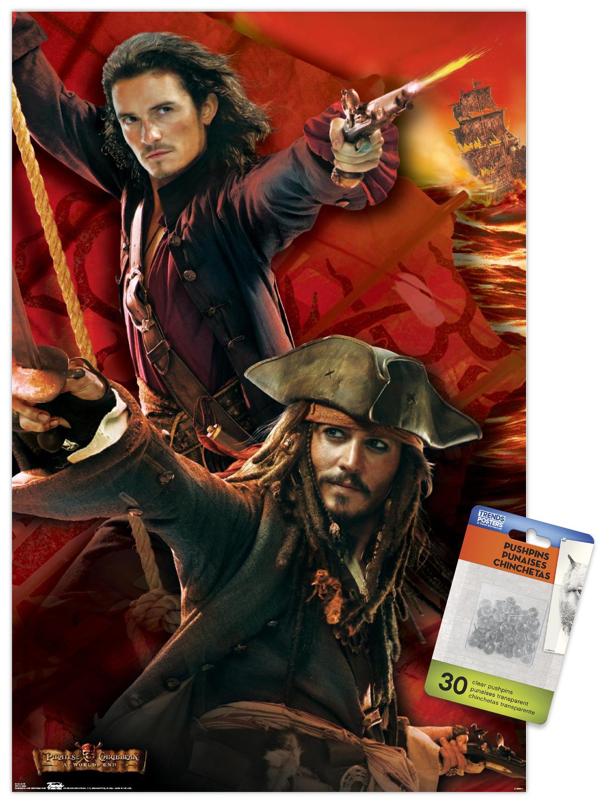 Disney Pirates of the Caribbean: At World's End - Duo Wall Poster with Push Pins, 14.725" x 22.375"