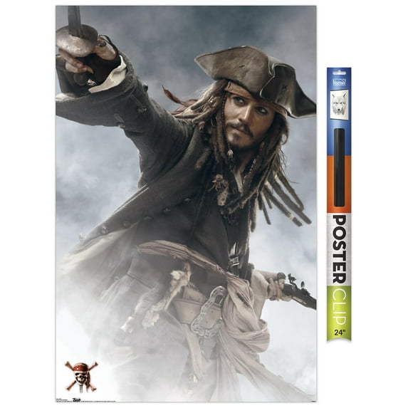Disney Pirates of the Caribbean: At World's End - Jack Sparrow Premium Poster and Poster Clip Bundle