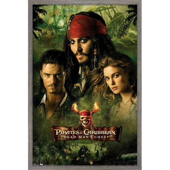 Disney Pirates of the Caribbean: Dead Man's Chest - Group Wall Poster, 14.725" x 22.375", Framed