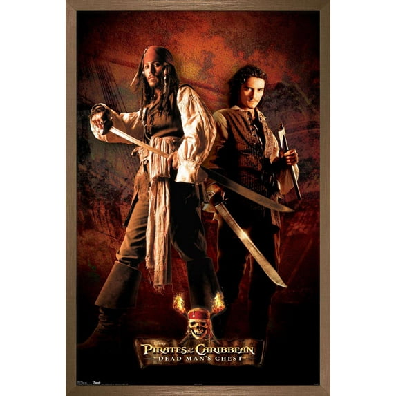 Disney Pirates of the Caribbean: Dead Man's Chest - Jack and Will Wall Poster, 22.375" x 34", Framed