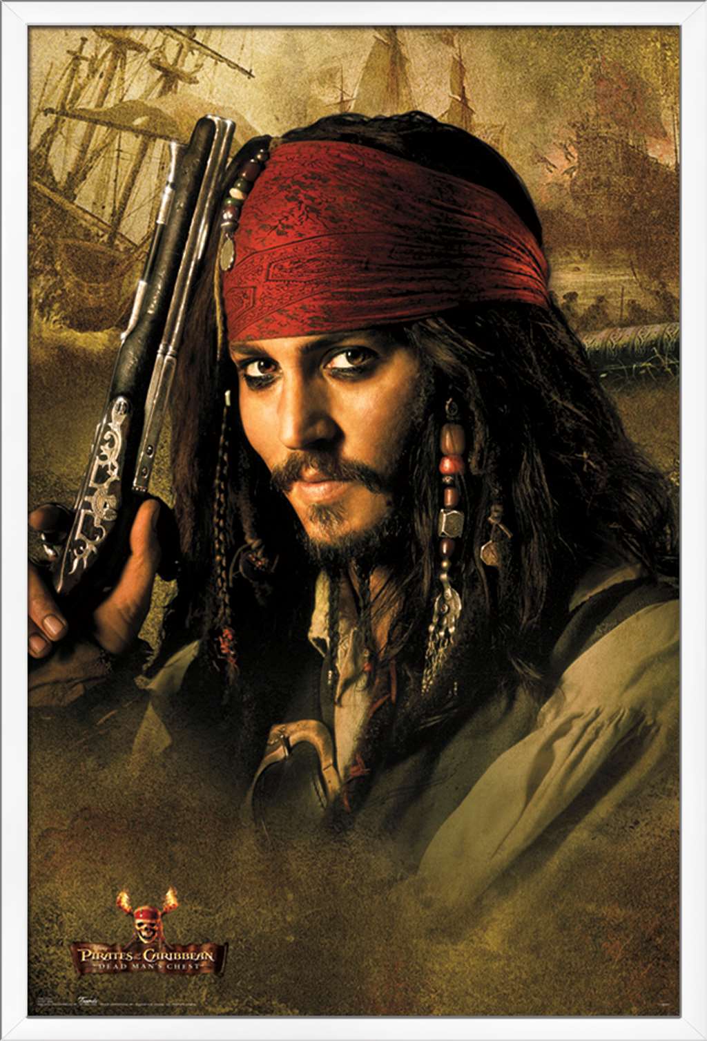 Disney Pirates of the Caribbean: Dead Man's Chest - Johnny Depp Wall Poster, 22.375" x 34", Framed - image 1 of 2