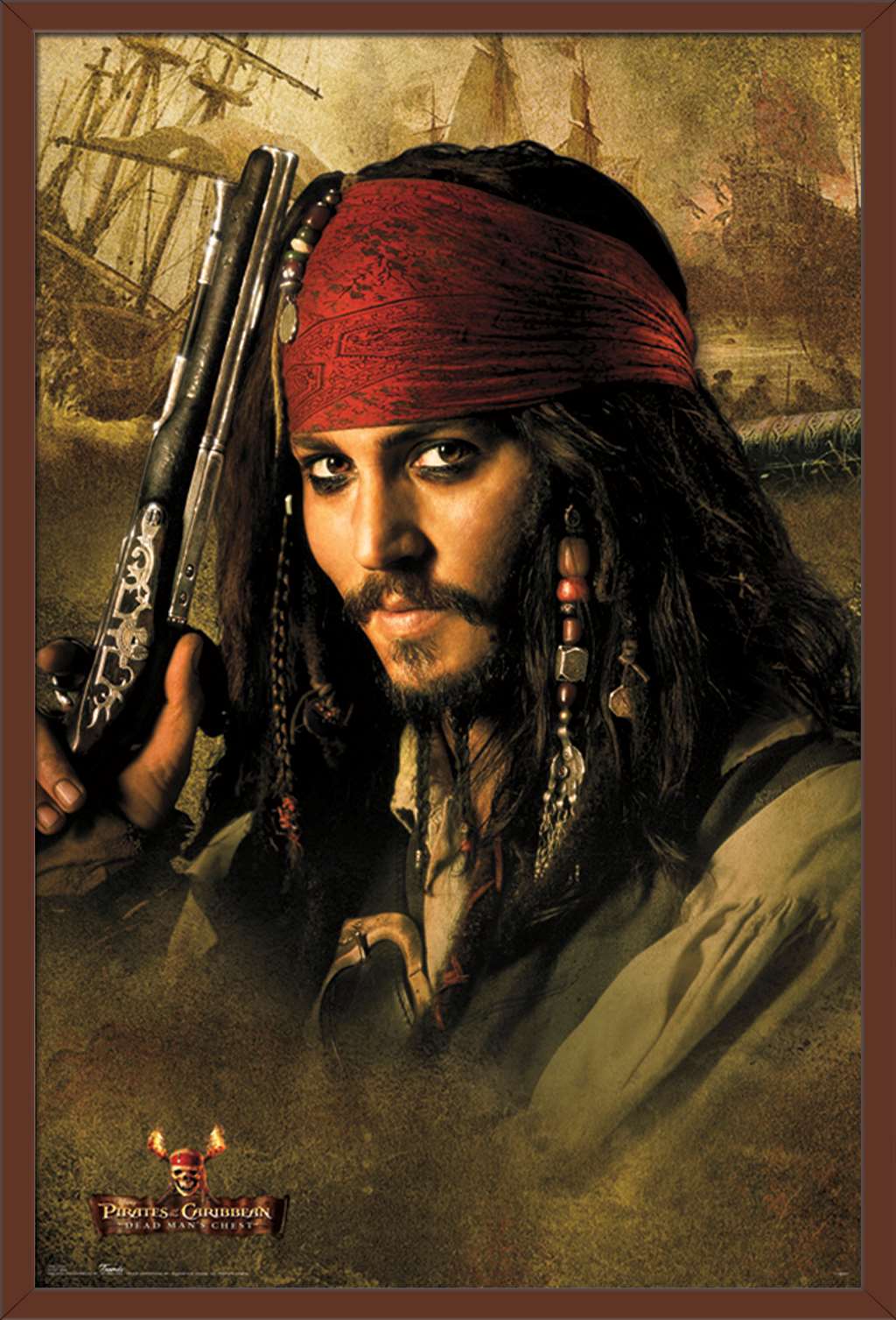 Disney Pirates of the Caribbean: Dead Man's Chest - Johnny Depp Wall Poster, 22.375" x 34", Framed - image 1 of 2
