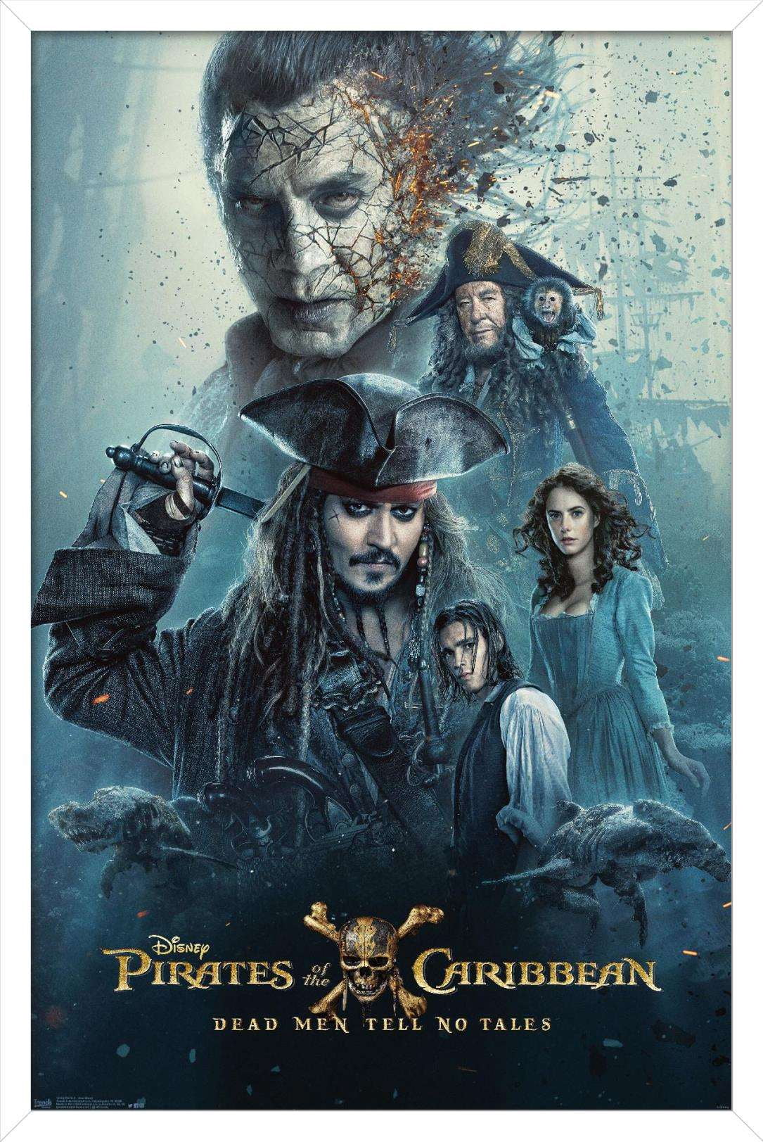 Disney Pirates of the Caribbean: Dead Men Tell No Tales - One Sheet Wall Poster, 14.725" x 22.375", Framed